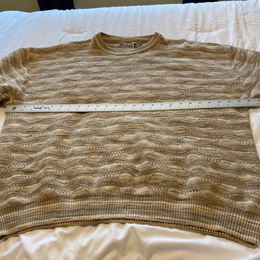 Vintage Textured Knit Sweater XXL Neutral Earth Tone Grandpa Cozy Pre Loved - Picture 13 of 14